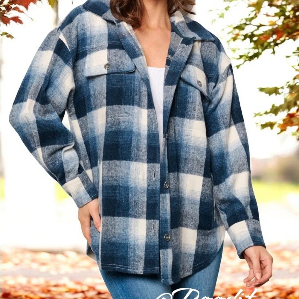 EIGHTY THREADS blues part wool shacket S M L - Picture 3 of 10